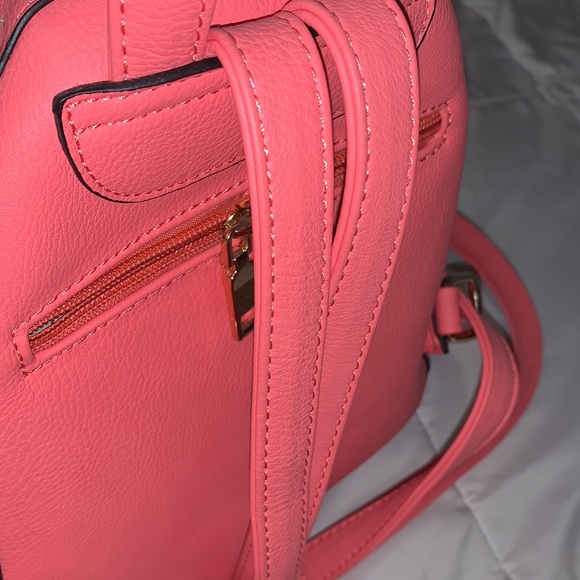 A coral/pink leather mini backpack - Picture 2 of 5